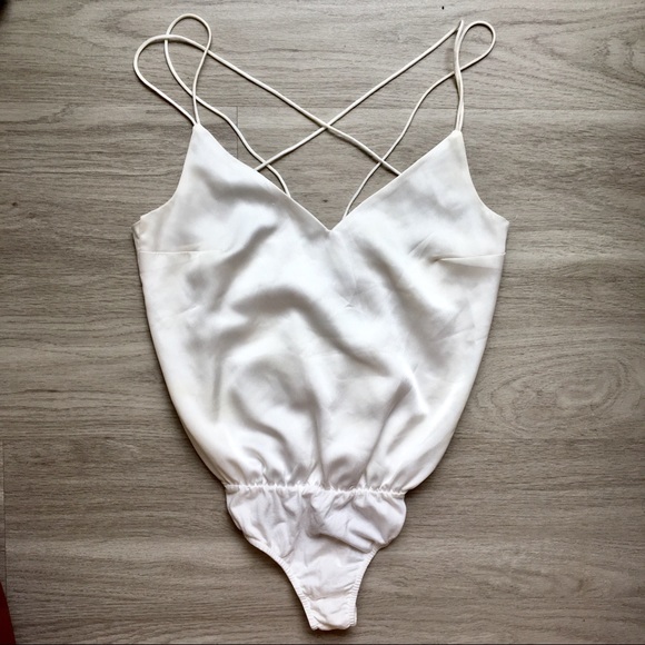 white silk bodysuit